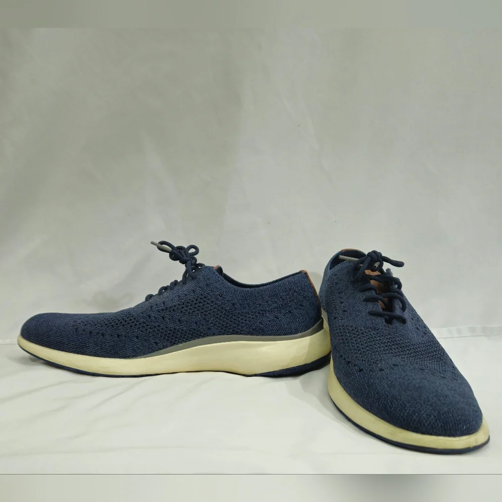 Cole Haan Grand Troy knit Oxford Derby blue shoes Mens size 8.5